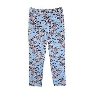J. McLaughlin Cotton Blend Pants Aqua Tropical Women's Sz 6 Beachy Cottagecore